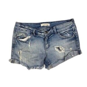 2.1 Denim Size 29 Womens Shorts Stretch Light Wash Low Rise Cut Off Distressed